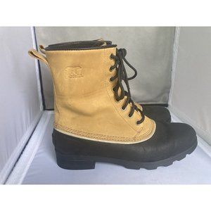SOREL women EMELIE 1964 WATERPROOF BOOTS Lace Up Winter Booties Elk Black 9.5
